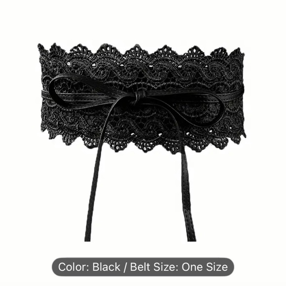 Elegant Black Lace Waist Belt - Picture 2 of 3